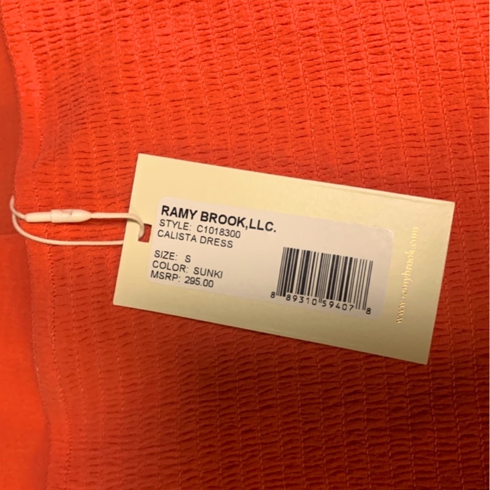 Ramy Brook Calista Strapless Dress in Orange. - Picture 3 of 9